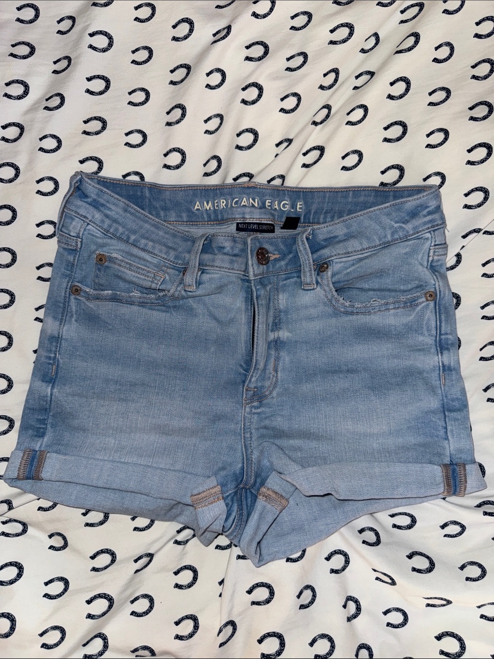 American Eagle Light Blue Jean Cuffed Shorts